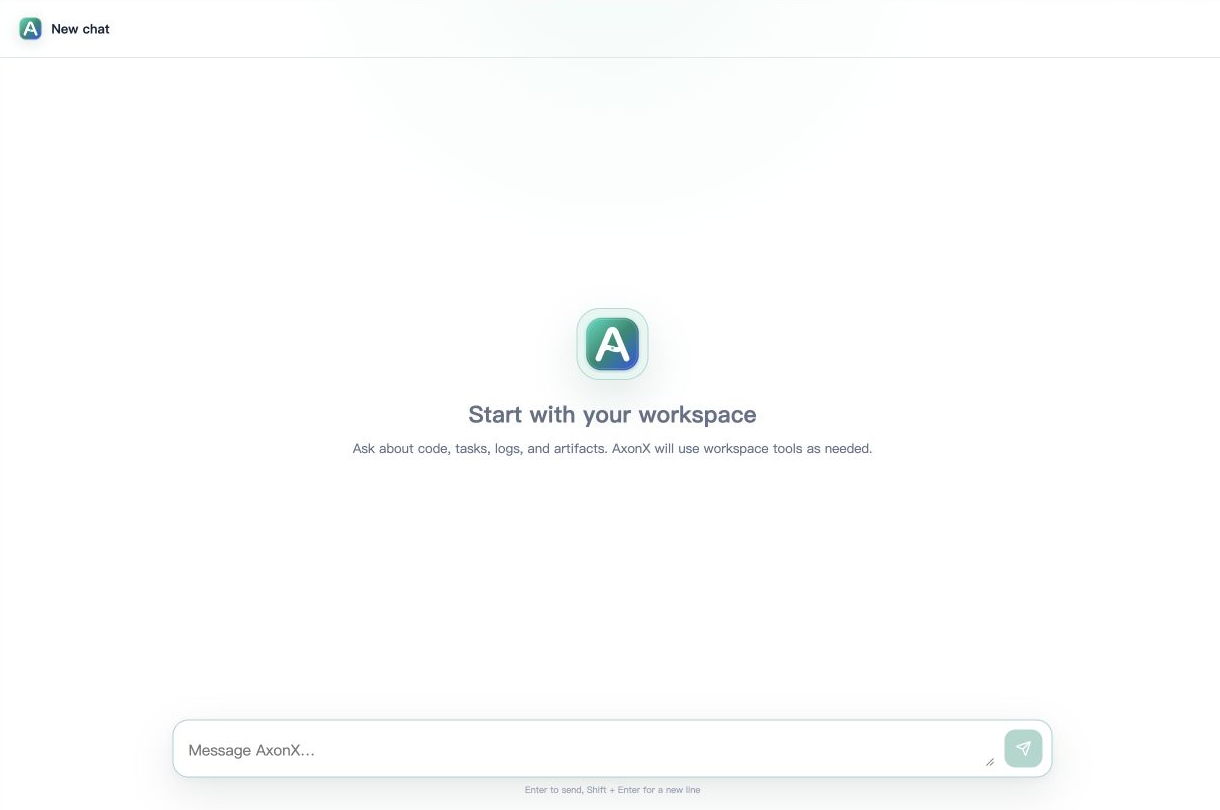 AxonX Agent new chat workspace