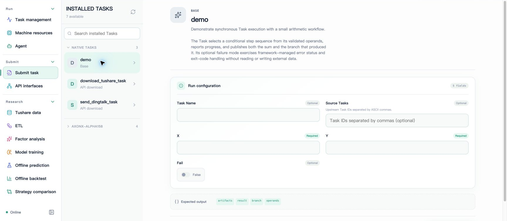 Demo Task form in English