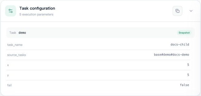 docs-child references docs-demo in the English Studio parameter snapshot